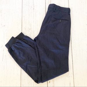 Christopher Bates blue square print dress pants 30